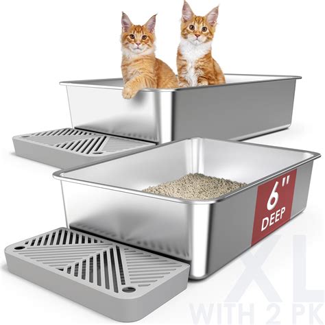 stainless steel x-files boxes|Tioncy 3 Sets Extra Large Stainless Steel Cat Litter Box 23.6 x .